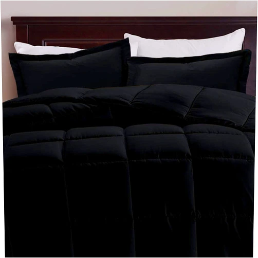 RoverBedding 1 Piece Box Stitched Comforter Set with 500 GSM Fill Power -Super Queen(90''X98) Size Black Lightweight Soft & Cozy 100% Egyptian Cotton Quilted 1 Box Comforter(No Pillowsham)