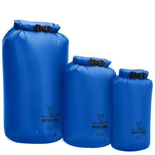 Wise Owl Outfitters Carrier Bag Case, Waterproof Dry Bag - Fully Submersible 1pk or 3pk Ultra Lightweight Airtight Waterproof Bags - 5L, 10L and 20L Sizes - Diamond Ripstop Roll Top Drybags