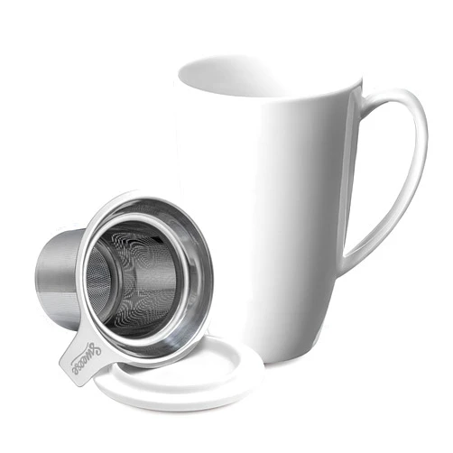 Sweese Tea Cup with Infuser and Lid, Microwave Safe Tea Mug with Handle - 15oz Porcelain Cup for Tea Warm and Hot Water - Quality Tea Infuser Cup for Tea Drinker