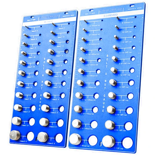 JLYLOL 44 Nut and Bolt Thread Checker, Thread Checker, Accurate Size Thread Checker, Bolt Size and Thread Gauge 22 Standard & 22 Metric, Bolt and Nut Identifier Gauge with Inch and Centimeter Ruler (Blue)