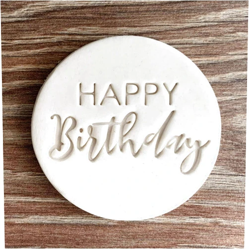GCT creations Happy Birthday Fondant Embosser or Cookie Stamp with handle