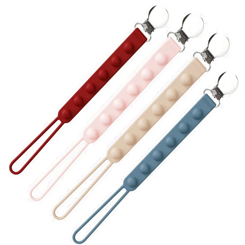 Viyuse One-Piece Paci Chain Pacifier Clip Silicone Pacifier Holder Teether Clip Soothers Binky Holder for Baby Pacifier Leashes&Cases Girls and Boy Birthday Christmas Shower Gift Grey 4pack