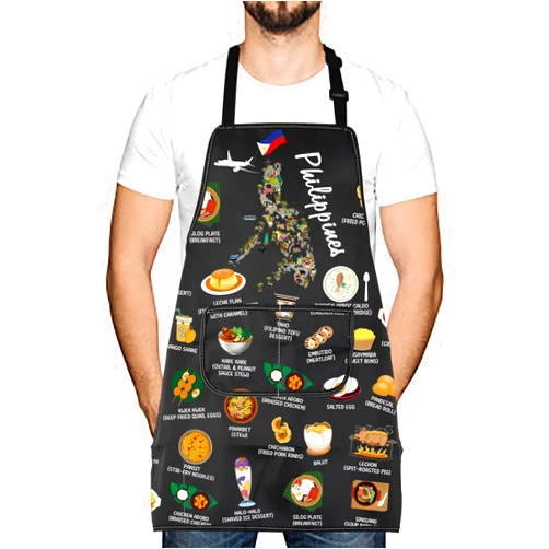LEVLO Philippines Country Map Asia Cuisine Lover Kitchen Apron Mom Dad BFF Filipino Food Cooking Travel Apron
