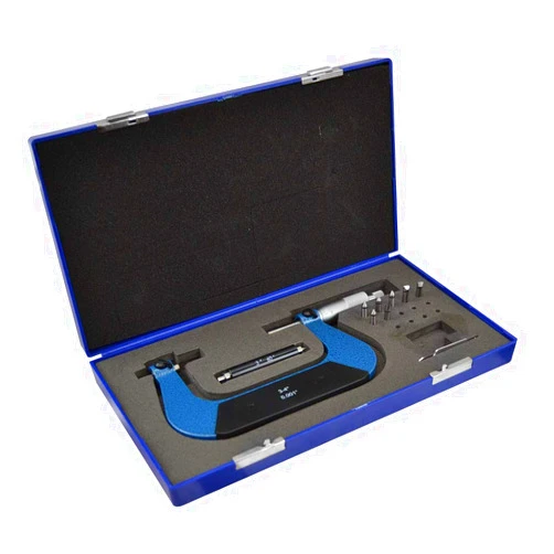 Prolinemax 3-4 Inch Screw Thread Micrometer Kit Ratchet Stop with 4 Anvils 0.001 Inch Graduation