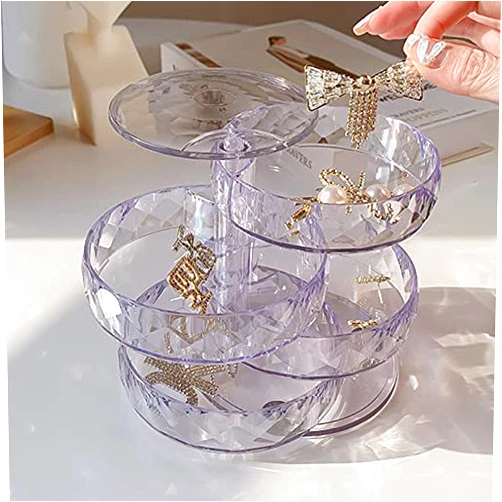 Topotter 4 Layers Jewelry Organizer Box ,360 deg Rotating Showcase Storage Organizer Rings Necklace Bracelet Earrings Holder,Jewelry Boxes and Organizers,Gift for Girls Mother Women(Transparent)