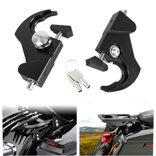 DSISIMO Detachable Locking Rotary Docking Latches Clips Kits with Keys Compatible with for 1986-2024 Harley Touring Softail Sportster Dyna Mounting Backrest Sissy Bar Luggage Rack Latches Clips