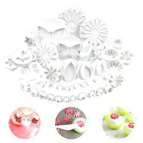 BNUOYEE 33 Pieces Fondant Cake Cookie Plunger Cutter Sugarcraft Decorating Mold DIY Tool