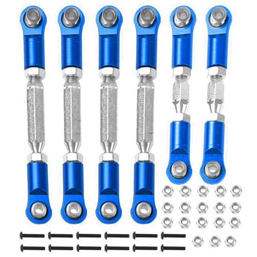Vgoohobby Metal Turnbuckles Rod Camber Links Steering Linkage Tie Rods Pull Rod Compatible with Arrma Granite 4X4 Senton 4X4 Mega550 1/10 RC Car (Blue)