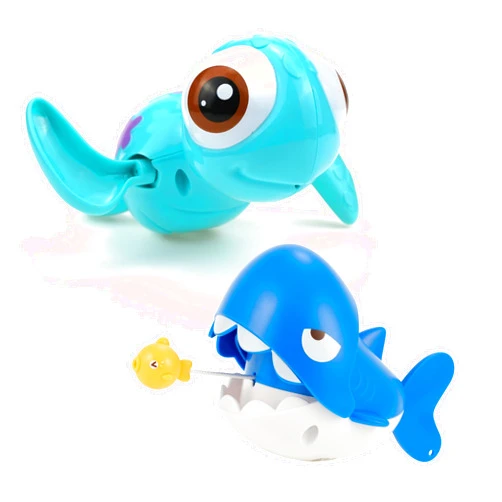 DUCKBOXX XX Wind-up Bath Toys Bundle (2pcs) : Swimming Sea Turtle (Blue) & Chasing Shark for Kids