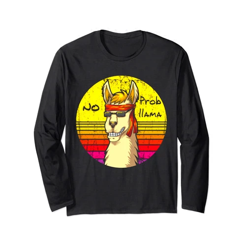 Lama Prob llama Alpaka Geschenk für Frauen Männer Funny lama retro vintage alpaca hippie llama gift Long Sleeve T-Shirt