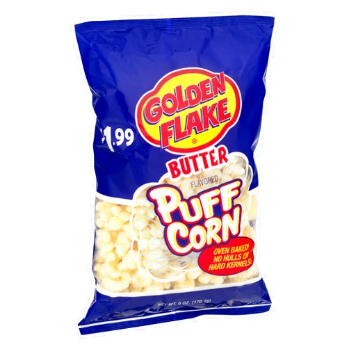 Golden Flake Puff Corn Butter, 6 oz Bags (Pack of 4)