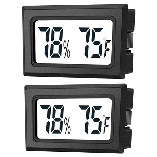 JEDEW 2 Pack Mini Digital Hygrometer Thermometer Gauge, Indoor Outdoor Temperature Humidity Meter for Humidifiers Greenhouse Reptile Plant Humidors, Large LCD Screen, Display in Fahrenheit (℉) (2)