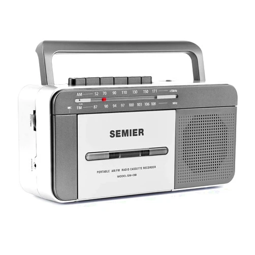 SEMIER Retro Boombox Cassette Player AM/FM Radio Stereo, AC Powered or Battery Operated Portable Vintage Casette Tape Player Recorder with Big Speaker and Earphone Jack
