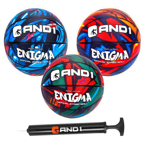 AND1 Mini Basketball 3 Pack Set for Kids (Deflated w/Pump Included): - Size 3 7-Inch Premium Youth Size Basketballs, Easy to Grip