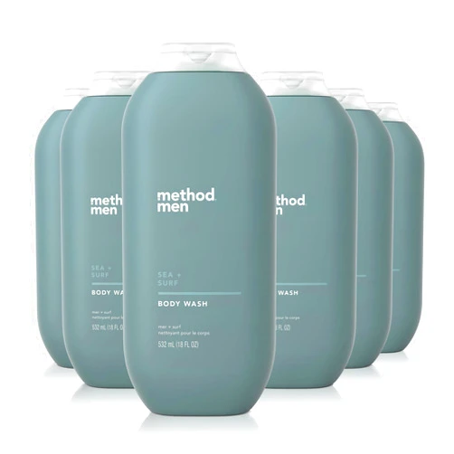 Method Men Body Wash, Sea + Surf, Paraben and Phthalate Free, 18 FL Oz (Pack of 6)