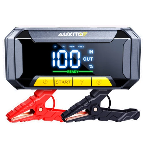 AUXITO 8000A Car Battery Jump Starter Boost Force Start Function Jump Box 60W Fast Charging 160W DC Output Portable Jump Starter for 12V Vehicle 700LM Super Bright Flashlight (All Gas/Diesel)