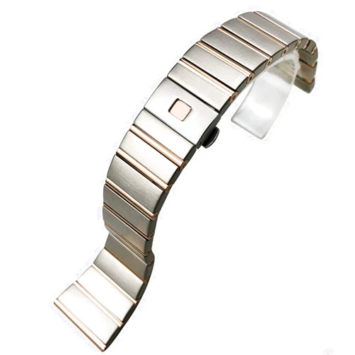 YEXIONGYAN 15 17 18 23 25mm 316L Stainless Steel Watchband Fit for Omega Double Eagle Constellation Watch Strap(23x9.5mm,Silver Gold)
