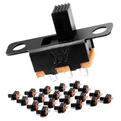 Chanzon SPDT Mini Micro Slide Switch 1p2t 2 Position 20pcs(SS12F15) 5 mm Toggle Vertical Slide Switch Panel Mount Small High Knob Vertical PCB Arduino Breadboard Electronic Dip Miniature SlideSwitch