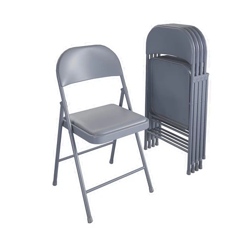 COSCO SmartFold Vinyl Folding Chair, 4-Pack, Grey