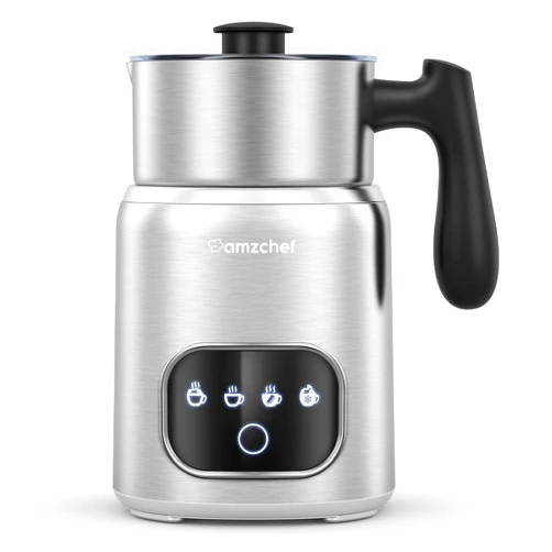 AMZCHEF Milk Frother and Steamer, 4-in-1 Electric Milk Warmer, Automatic Hot and Cold Foam Maker and Milk Warmer, Smart Touch Control, 14oz/400ml, Silver