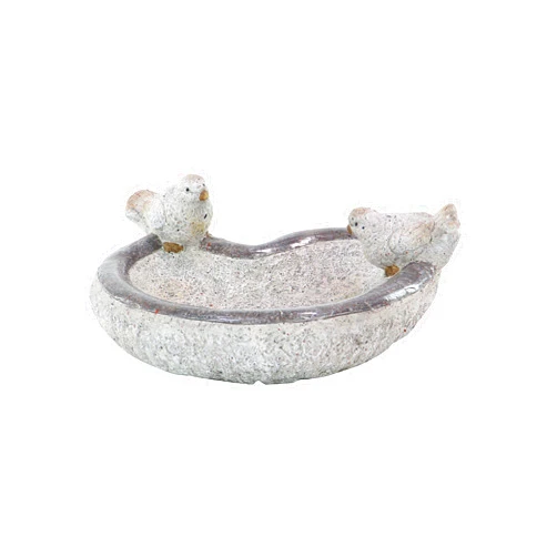 Deco 79 Polystone Bird Decorative Garden Sculpture Indoor Outdoor Garden Statue with Bath Bowl, Outdoor Sculpture 13