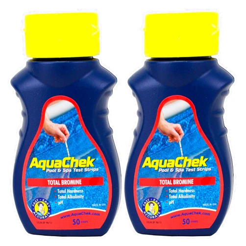 AquaChek 2 Red Swimming Pool Spa Test Kit Strips Bromine pH Alkalinity 50 Pack