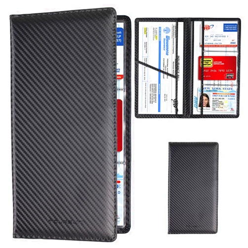TOURSUIT Car Registration and Insurance Card Holder, Vehicle License Document Glove Box Compartment Organizer, Interior Car Accessories for Women Men Teens (Carbon Fiber Black)