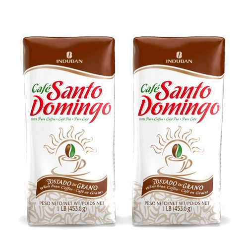 Café Santo Domingo INDUBAN Café Santo Domingo, 16 oz Bag, Whole Bean Coffee, Medium Roast - Product from the Dominican Republic (Pack of 2)
