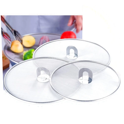 NewFamily Grease Splatter Screen for Frying Pan with Fold Flat Knob Fine Mesh Oil Splash Guard Skillet Splatter Shield Oil Catcher Skillet Lid for Cooking Set of 3 in 10