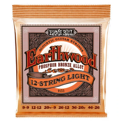 Ernie Ball Earthwood 12-String Light Phosphor Bronze Acoustic Guitar Strings, 9-46 Gauge (P02153)