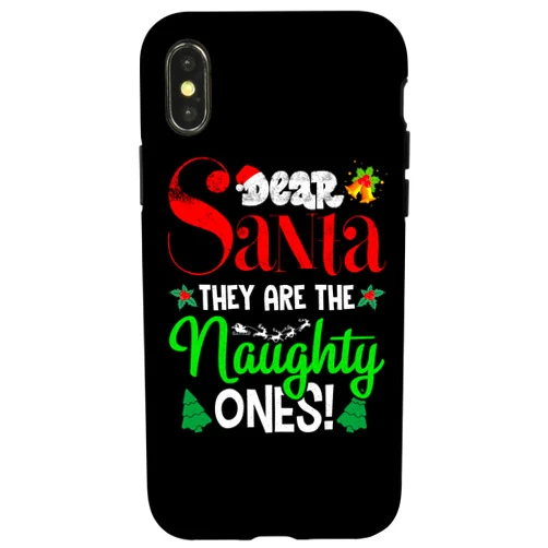 Funny Christmas Pajama Costume Novelty by Ryan Co. iPhone X/XS Dear Santa They Are The Naughty Ones Shirt Funny Christmas Case