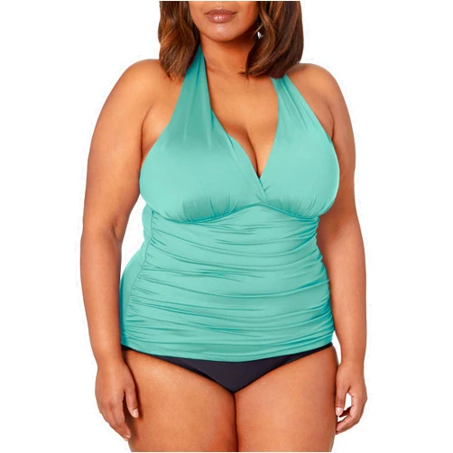 La Blanca Women's Island Goddess Halter Tankini Swimsuit Top Seafoam