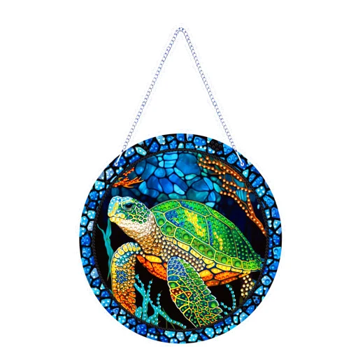 LYENYI Sea Turtle Hanging Ornament, Acrylic Diamond Painting Pendant, 7.48 inch, Green, Birthday, Wedding, Thanksgiving, Graduation, Anniversary, Halloween, Christmas Gift