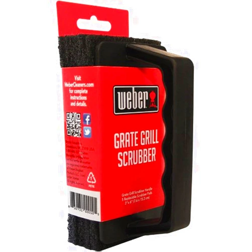Weber Grill Brush Scrubber - Heavy Duty Grate Cleaner - With 3 Replaceable Pads