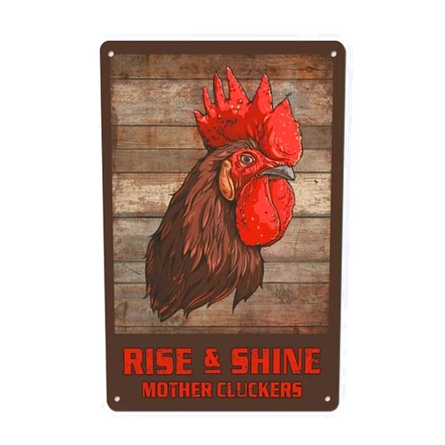 Renokes Funny Quote Wall Art Decor - Rise and Shine Mother Cluckers - 8