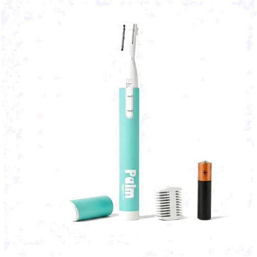 PalmPerfect Personal Hair Trimmer – Painless Precision Shaver for Eyebrows, Upper Lip, Ears, and Nose – Stainless Steel Twin-Blade Groomer with Dual-Length Comb & Battery Included