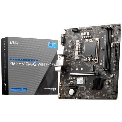 MSI PRO H610M-G WiFi DDR4 ProSeries Motherboard (12th/13th/14th Gen Intel Core, LGA 1700 Socket, DDR4, PCIe 4, 2.5G LAN, SATA 6Gb/s, M.2 Slots, USB 3.2, Wi-Fi 5, Bluetooth 4.2, mATX)