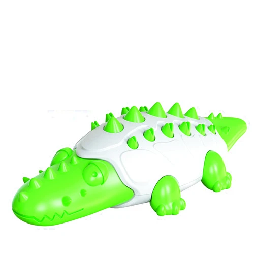 Buyiteme Dog Toothbrush Chew Toy Durable Dog Interactive Treat Dispenser Squeaky Dog Chew Toys for Aggressive Chewers, ​Cleans Teeth and Promotes Dental&Gum Health (Green, Crocodile)