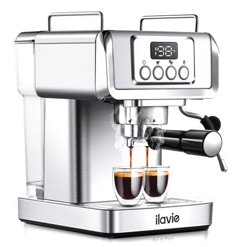 ILAVIE Espresso Machine 20 Bar, Professional Espresso Maker Cappuccino Machine with Steam Milk Frother, Stainless Steel Espresso Coffee Machine with 61oz Removable Water Tank, for Home Office Dad Mom