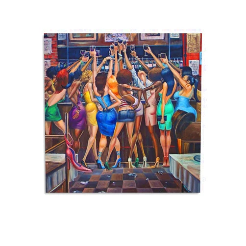 AAHARYA Frank Morrison's Ladies Night African American Art Wall Art Canvas Print Canvas Painting Wall Art Poster for Bedroom Living Room Decor 16x16inch(40x40cm) Unframe-style