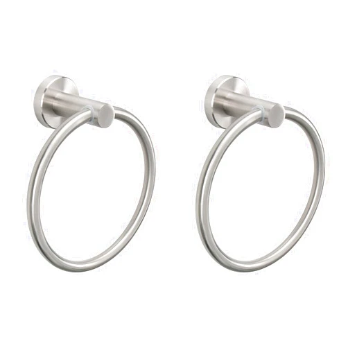 NearMoon Bath Towel Ring, Bathroom Hardware Accessories-Thicken Stainless Steel Hand Towel Holder for Bathroom, Modern Round Towel Hanger Wall Mounted (Brushed Nickel, 2 Pack)