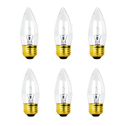 Xtricity 40W B11 Incandescent Clear Chandelier Light Bulb, Torpedo Tip, E26 Medium Base, 360 Lumens, Dimmable, 120V, (6 Pack)