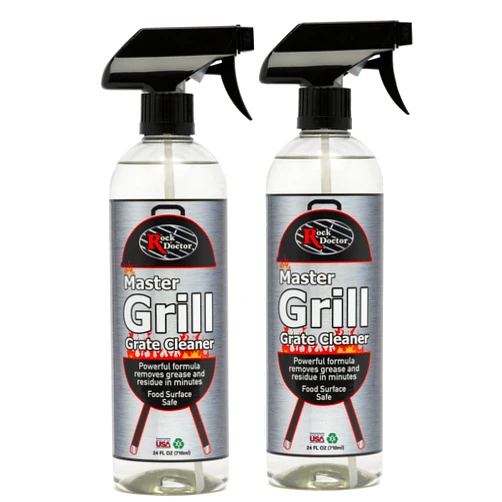 Rock Doctor Master Grill Grate Cleaner, 24 oz. Cleaning Spray for Drip Pans, Oven Grates, Smokers, and Components, Non-Abrasive Liquid Solution Removes Grease, Grime, and Dried Food – Pack of 2
