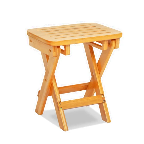MoNiBloom Bamboo 13.8 Inches Tall Folding Stool for Shaving Shower Foot Rest Outside Fishing Chair Desk, Natural