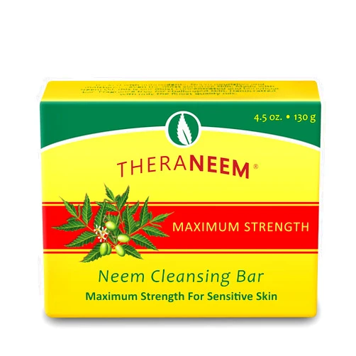 Thera Neem TheraNeem Neem Oil Cleansing Soap Bar for Sensitive Skin - Body Wash Bar for Women & Men, Made with Organic Olive, Coconut, Palm, & Jojoba Oils, Gentle Clean, Natural Herbal Cleanser - 4.5 oz