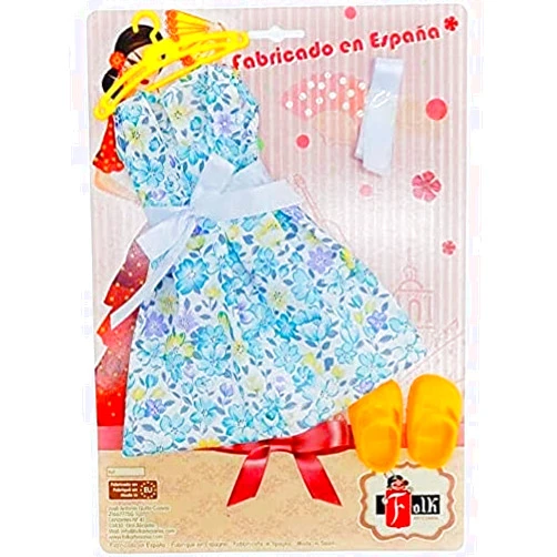 FOLK ARTESANIA Folk Artesanía -V421-19 Sintra, Simona Doll Dress, Floral, Yellow (V421-19)