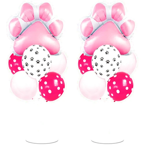 Naozinebi Dog Paw Party Balloons Stand Kit 2 Sets with 2 Dog Paw Print Foil Balloons Dog Themed Party Balloon Centerpiece for Tables for Girls Pet Dog Party Supplies Baby Shower Puppy Themed Decorations