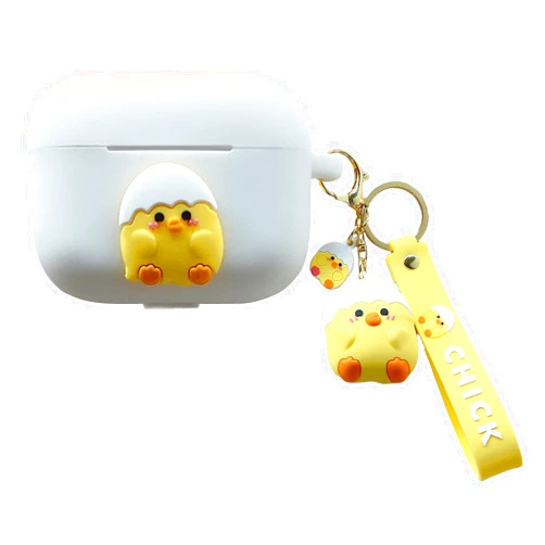 Slinbee Cute AirPods pro Case Cover Cartoon Women Girls and Boys Gift Silicone 3D Airpods pro Case 2019 Cute Chick and Dinosaur Shape Cover for Airpods pro with Keychain (White Chick)