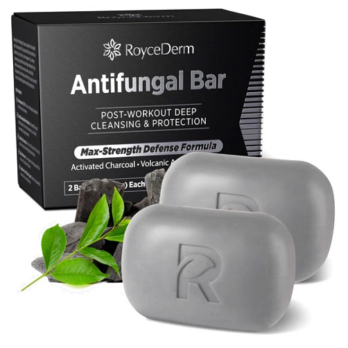 Roycederm Antifungal Soap for Active Skin – Medicated Bar for Athlete’s Foot, Jock Itch, Ringworm with Tea Tree Oil, Charcoal & Volcanic Ash