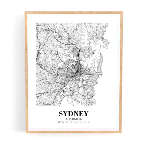Eleville 8X10 Unframed Sydney Australia City View Abstract Road Modern Map Art Print Poster Wall Office Home Decor Minimalist Line Art Hometown Housewarming wgn503